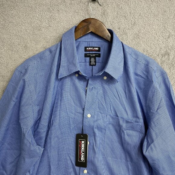 NEW Kirkland Signature Men's 17-36/37 Traditional Fit  Blue Dress Shirt - Picture 9 of 10